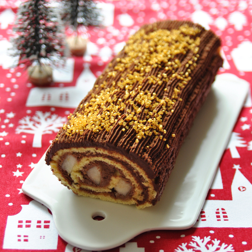 Bûche de Noël, chocolat & poire