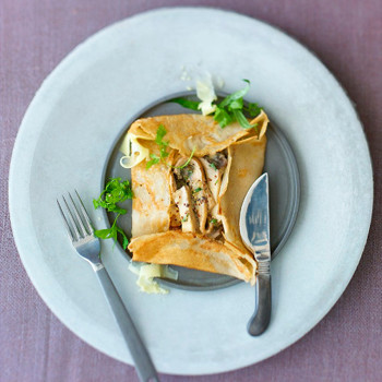 Galette chaude aux champignons et moutarde